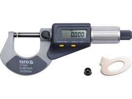 Yato YT-72305 skaitmeninis mikrometras, 0-25mm, 0.001mm, LCD ekranas, 1.55V SR44