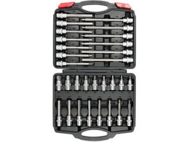 Yato YT-77540 HEX lizdų su antgaliais rinkinys 1/2", 30vnt, S2/CrV, chromuotas, satinas, GRF