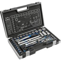 Hogert Įrankių rinkinys HT1R470, 60 vnt., 1/4” ir 1/2” antgaliai, 72 dantys, chromo vanadžio plienas, plastikinis dėklas