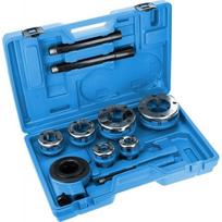 Hogert HT1P636 rankinis vamzdžių sriegtuvų rinkinys, 6 štampai 1/2"-2", BSPT, 9CR2, reversinis, plastikinis dėklas