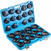 Hogert HT8G307 alyvos filtro raktų rinkinys, 30 vnt., 60-120mm, 3/8", plienas, plastikinis dėklas