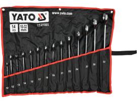 Yato kombinacija raktas YT-01865, 14vnt., 10-32mm, 15° galvos nuokrypis, 90° rankenos sukimas, 12-pusė galva