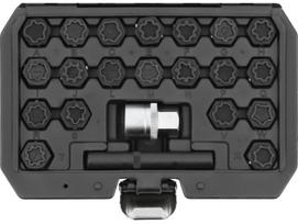 Yato Rato veržlių antgalių rinkinys YT-060304, 22 vnt., 1/2" (12.7 mm), CrMo, oksiduota danga, saugumo varžtams