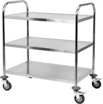 Nerūdijančio plieno serviravimo vežimėlis indams ir reikmenims transportuoti 3 lentynos 50kg lentynai 860x530x950mm YG-09091 Yato