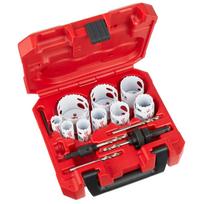 Milwaukee kiaurymių pjūklų rinkinys 4932472237, 13 vnt, 9 kiaurymių pjūklai Ø22-105mm, 2 laikikliai Ø14-30mm ir Ø32-152mm