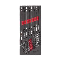 Milwaukee lankstomos galvos reketinių veržliarakčių rinkinys 4932479829, 8-22mm, 15 vnt, 2,5° pasukimo kampas