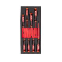 Milwaukee atsuktuvų rinkinio putų įdėklas 4932493249, 8 vnt., 45x178.5x417mm, ⅓ stalčius, VDE 1000V, PH0x60, PH1x80, PH2x100