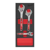 PIELĀGOJAMS UZGRIEŽŅU ATSLĒGU KOMPLEKTA PUTU MATERIĀLA IELIKTNIS, ADJUSTABLE WRENCH SET FOAM INSERT - 3 PC, 4932492397 MILWAUKEE