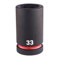 SHOCKWAVE™ IMPACT DUTY TRIECIENIZTURĪGAS UZGRIEŽŅU MUCIŅAS, 33 MM 1" IMPACT SOCKET DEEP - 1PC, 4932480427 MILWAUKEE
