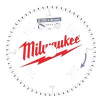 Milwaukee diskinio pjūklo ašmenys CSB P Alu 4932471309, 235mm, 30mm, 2.4mm, 60 dantų, TF, -5°, smulkus pjovimas, plastikas