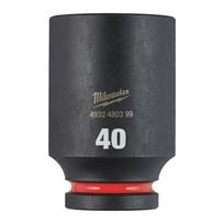 SHOCKWAVE™ IMPACT DUTY TRIECIENIZTURĪGAS UZGRIEŽŅU MUCIŅAS, 40 MM 3/4" IMPACT SOCKET DEEP - 1PC, 4932480399 MILWAUKEE