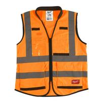 Milwaukee atspindinti liemenė 4932471899, L/XL, oranžinė, poliesteris, EN ISO 20471 2 klasė, 15 kišenės, ID kišenė, nugaros kišenė