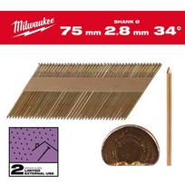 IETVARA NAGLAS, 20°, D VEIDA, 34° D-HEAD 75 X 2.8 MM / RS / G / SC2 - 2.200 PC, 4932492608 MILWAUKEE
