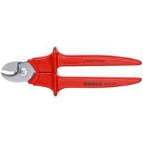Kabeļu šķēres ar izolētiem rokturiem, pulēta galva, 225 mm, 1000 V, VDE sertificētas, 95 06 230 SB