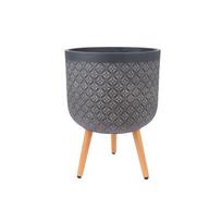 Puķu pods PAO D37xH52cm ar koka kājām, tumši pelēks 89188