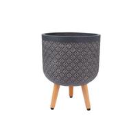 Puķu pods PAO D30xH39.5cm ar koka kājām, tumši pelēks 89189