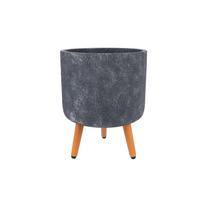 Puķu pods EDEN D32xH26cm ar koka kājām, tumši pelēks 89186