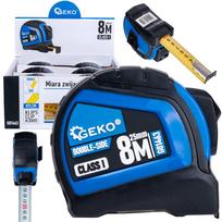 Geko matavimo juosta G01463, 8 m, 25 mm, I klasė, dvipusė skalė, autostop, 230 cm, guminis korpusas, nailono danga