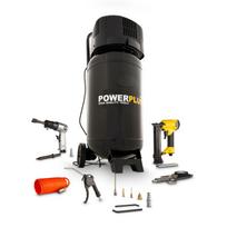 Powerplus Kompresorius POWX1751, 1100W, 50L, 8bar, 180l/min, 97dB(A), 5m žarna, Be alyvos, adapteris, rutulinis vožtuvas