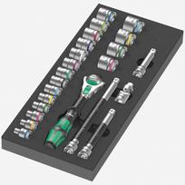 Putas ieliktnis 8000 B Zyklop 3/8" sprūdrata atslēgu komplekts, Wera, 05150111001, 23 daļas, izturīgs, divkrāsains, viegli pamanāmas trūkstošās rīki.