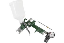 Pneumatinis dažų purkštuvas ROCKFORCE RF-W-827-14, 600 ml, 1.4 mm ir 1.7 mm antgalis, reguliuojamas slėgis