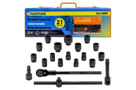Partner įrankių rinkinys 21 vnt. 3/4" PA-6212-9MPB, CrMo, 21 vnt., 3/4" veržliarakčio, metalinė dėžė