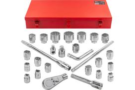 Įrankių rinkinys FORCEKRAFT FK-68263-9 3/4", 26 vnt., aukštos kokybės plienas, metalinis lagaminas