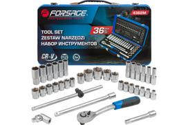 Įrankių rinkinys, FORSAGE, F-4362M, 36 dalys, 1/2" dydis, Cr-V plienas