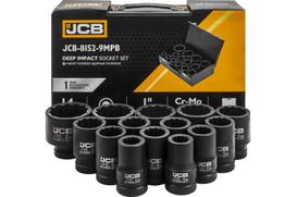 Smūginės galvutės, JCB, JCB-8152-9MPB, 1DR, 14 vnt., 12-kampės, CrMo, gilios galvutės 22-60 mm