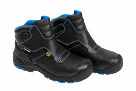 Hogert STAD suvirinimo saugos batai S3S FO SR juodi HT5K576-47, PU/GUMA, karvės padalinta oda, ComfortPlus, ESD, CE, EAC