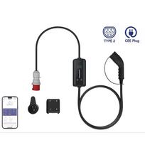 Nešiojamas elektromobilio įkroviklis 22kW Type 2 6–32A 3 fazės su 6m kabeliu Bluetooth programėle IP66 EFAC32FE32 EV Charge