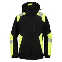 Aukštos matomumo softshell striukė, juoda/geltona, M, Pesso, ASTRA_M, 96% poliesteris, 4% spandeksas