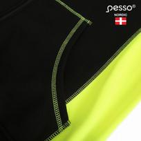 Pesso Hi-Vis striukė su gobtuvu JERSEY_HV-L, juoda/geltona, L, 65% medvilnė/35% poliesteris, 300g/m², atšvaitai 5cm
