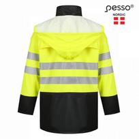 Pesso Hi-vis lietaus drabužių komplektas GPUHV3205_G-L, 170g/m², 1.12kg, EN471 CL2, EN343 3,1, atspindinčios juostos