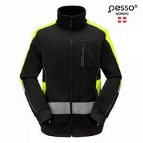 Pesso Hi-vis striukė FL06 FL06_B-L, L, juoda/geltona, 155g/m², 100% poliesteris, atšvaitai, užtrauktukas