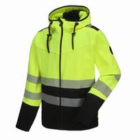 Pesso Hi-vis softshell striukė Leo LEO_HVG-S, CL2, S, geltona/juoda, EN ISO 20471:2013+A1:2016 2 klasė, vandeniui atspari