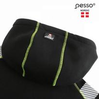 Pesso Hi-Vis striukė su gobtuvu JERSEY_HV-3XL, 3XL, juoda/geltona, 65% medvilnė/35% poliesteris, 300g/m², 5cm atšvaitinė juosta