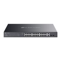 TP-Link ES228GMP Omada Easy Managed jungiklis 24×10/100/1000Mbps PoE+ 2×10/100/1000Mbps 2×Gigabit SFP 384W PoE Balta