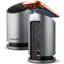 Axagon USB centrmezgls HMC-WL9 10Gbps, 1× HDMI 4K/60Hz, 1× DP 4K/60Hz, 3× USB-A, 1× USB-C, 1× RJ45, 15 W belaidis įkrovimas