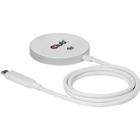 Club3D Įkroviklis CAC-3026 Qi2 25W Bevielis Įkroviklis Baltas Qi 2.2 MagSafe Suderinamas Magnetinis Padas, 1m USB-C laidas
