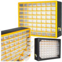Keltin 64 stalčių plastikinis saugojimo organizatorius, 13 × 5 cm stalčiai, 50 × 16 × 39 cm, juodas ir geltonas, skaidrūs stalčiai