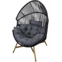Besk Sodo kėdė 9137864, 100cm, 98cm, 142cm, juoda/pilka spalva, rotangas, metalinis rėmas, 1 vieta, 1 pagalvė