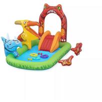 Bestway Pūtimo žaidimų aikštelė 7352168, 241 cm x 140 cm x 137 cm, 190 l, PVC, dinozaurų dizainas, čiuožykla, Triceratops žaidimas