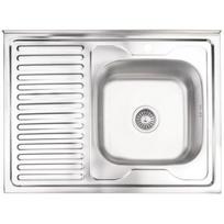 Ab Virtuvės kriauklė 9133910, 800 × 600 × 180 mm, nerūdijantis plienas 0,6 mm, sifonas, montuojama, išleidimo skersmuo 110 mm