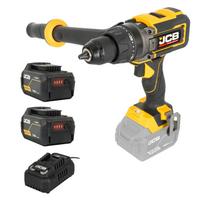 JCB JCB-18PCD-160-5 Professional 18V bešepetėlinis smūginis gręžtuvas-suktuvas sunkiam gręžimui ir sukimui 160Nm 2x5.0Ah akumuliatoriai 4.5A įkroviklis