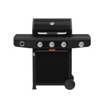 Barbecook Siesta 310 Graphite dujinis grilis maisto gaminimui lauke 3 degikliai 12kW 2.9kW šoninis degiklis ketaus grotelės 124x56x118cm BC-GAS-2072