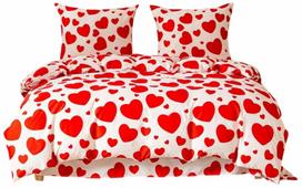 Patalynės užvalkalų komplektas Red Hearts PEB-1047, balta sp./raudona sp., 70 x 80 cm, 160 x 200 cm