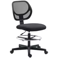 Ergonomiška darbo kėdė su reguliuojama atrama kojoms, 93-113 cm, juoda