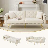 Dvivietė sofa-lova, reguliuojama atlošo, aukso kojos, 150 kg, 1 vnt