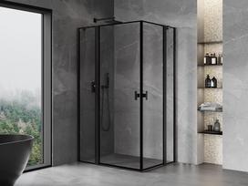 Mexen Mist Duo atveriama dušo kabina 115 x 90 cm, juodas rėmas, juoda - 8A4-115L-090P-70-70